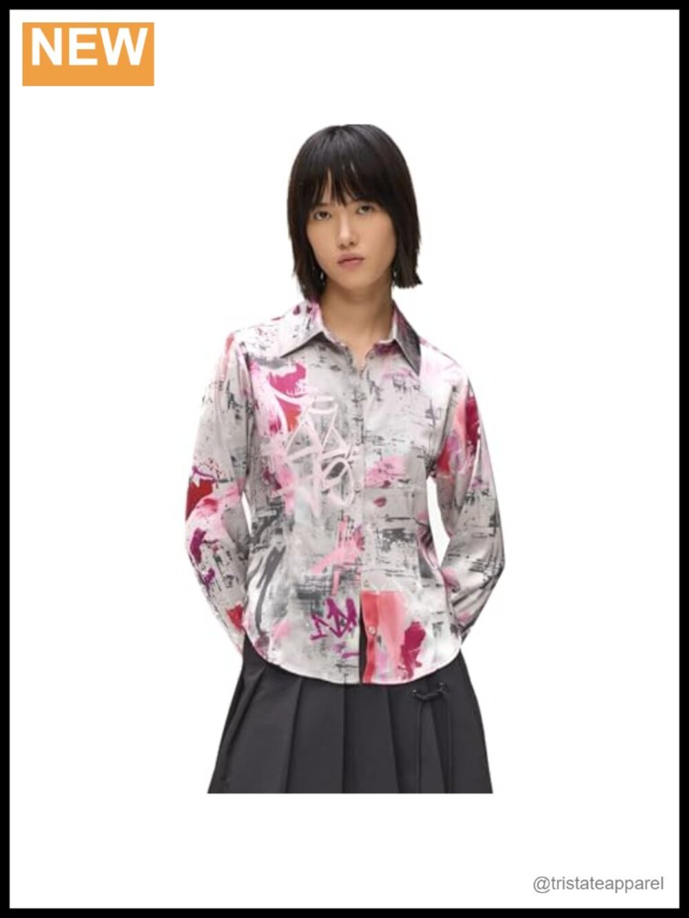 Karl Lagerfeld All-Over Print Long Sleeve Blouse 96% Polyester 4% Elastane